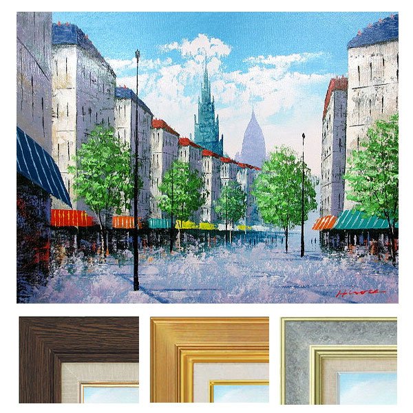 楽天市場】油彩画 F6号 広瀬和之 「パリの街角」 真筆 額入り 額装絵画