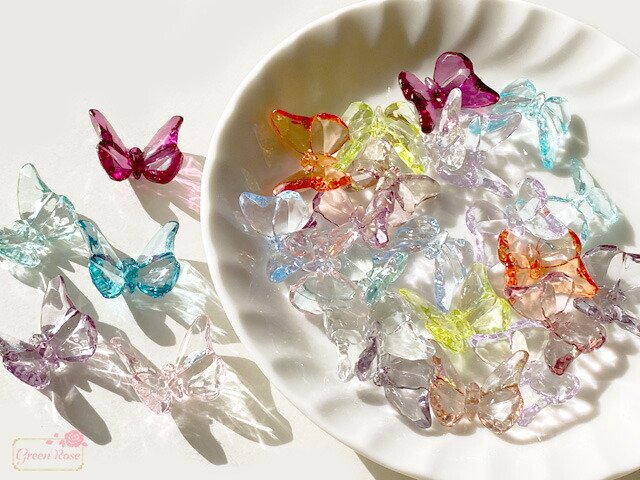 楽天市場】クリアカラー バタフライ 蝶々 プラスチック ビーズ