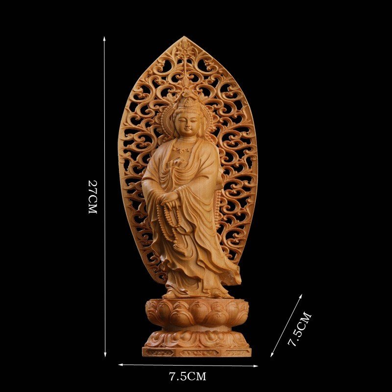 楽天市場】透かし背景 数珠 観音像 観音菩薩 立像 高級天然ツゲ材を