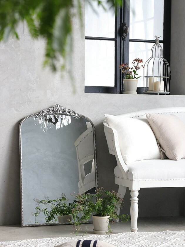 楽天市場】ミラーDecoシルバー// 鏡 壁掛け シルバー 銀 長方形