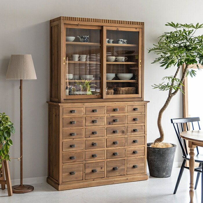 楽天市場】食器棚 キッチンボード キャビネット ヴィンテージ風 杉古材