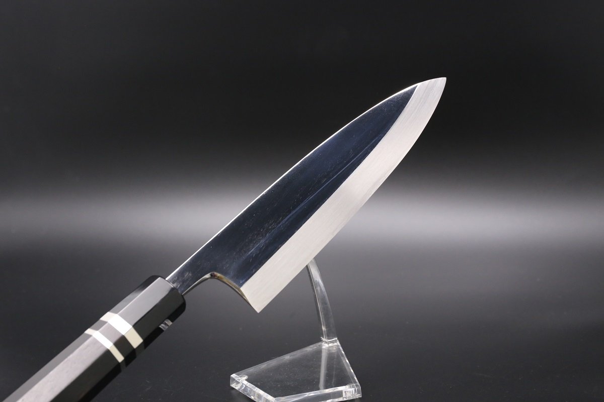 相出刃 V金10号 210mm 全鋼本焼 平鏡面 黒檀柄 鞘付き-歌舞伎ナイフ