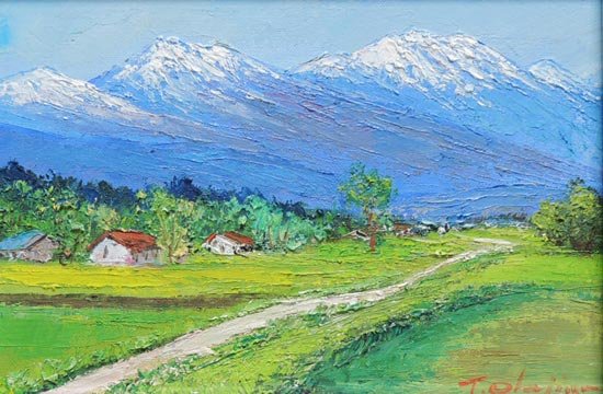 絵画 油絵 北アルプス （岡島哲夫） 送料無料 【肉筆】【油絵】【日本