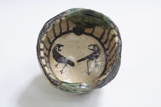 柳瀬美術店 / 鈴木五郎「織部ぐいのみ」共箱[SUZUKI Goro]Sake cup