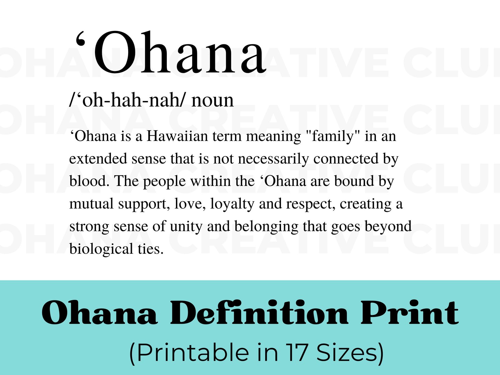 Ohana Definition in Dictionary Style | Hawaii Digital Print