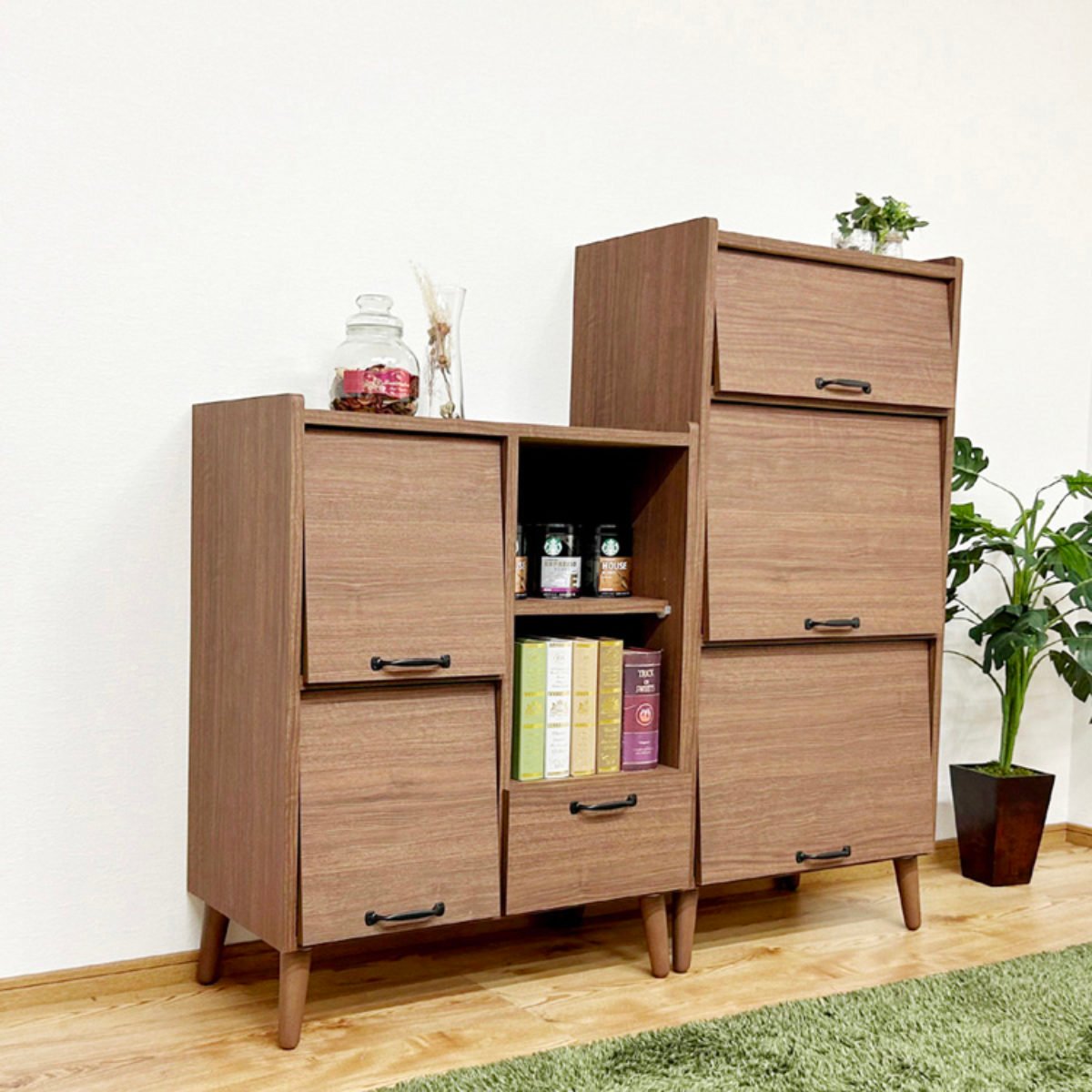 楽天市場】キャビネット 幅72cm フラップ扉 日本製 （ 本棚 ラック 棚