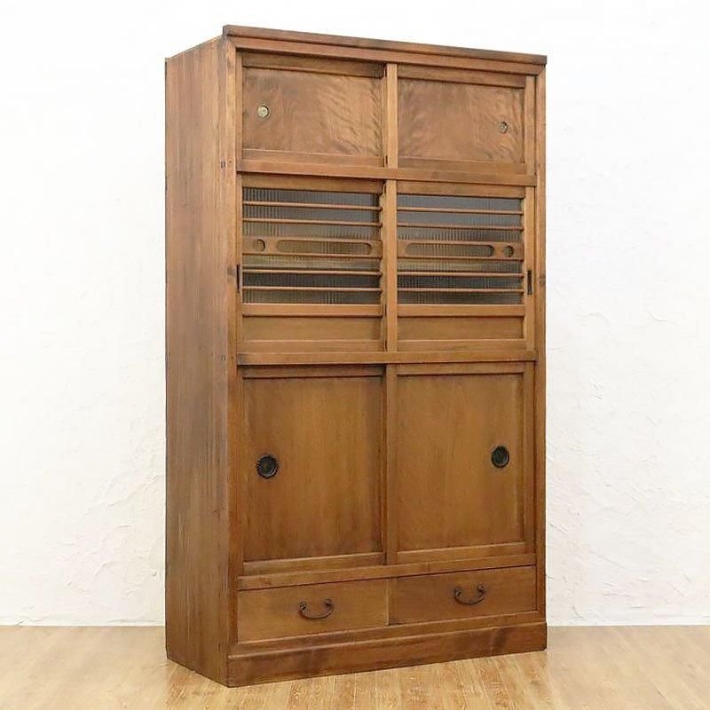 キャビネット 水屋箪笥 大正時代 杉製 引戸キャビネット