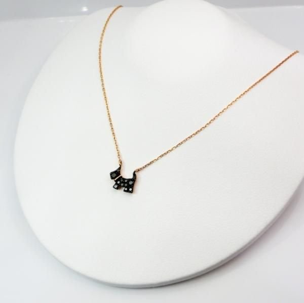 ブラックダイヤモンドネックレス D 0.09ct 40cm K18YG C-LINE