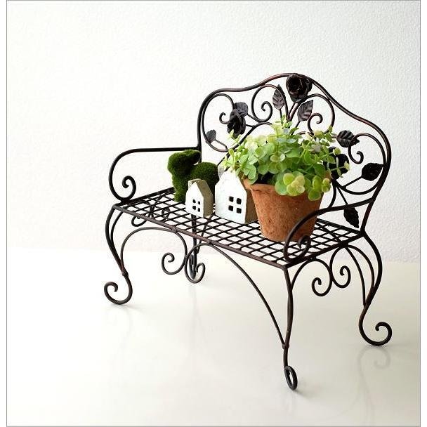 ミニベンチ 花台 フラワースタンド アイアン おしゃれ アンティーク風