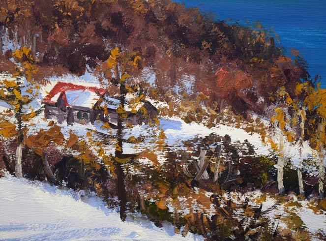 樋口洋「石狩の海」油絵・色紙 絵画買取・販売の小竹美術