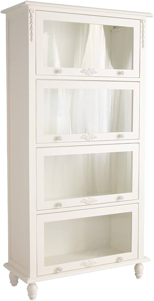 Amazon｜キャビネット 本棚ホワイト 白 おしゃれ 完成品 幅80cm 木製