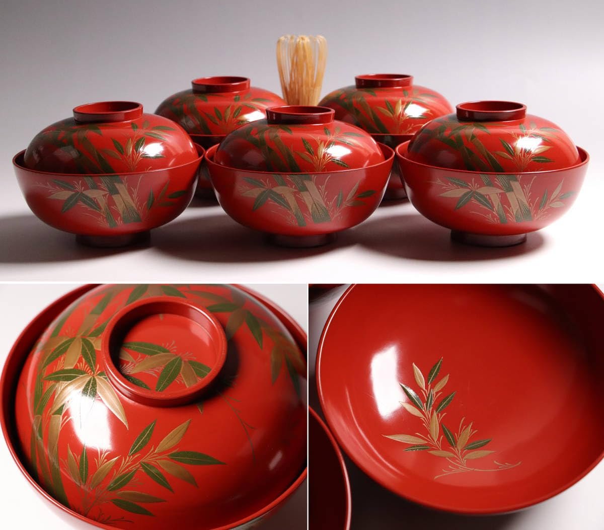 最終価格28日迄 沈金蒔絵木製吸物椀10客 時代物 アンティーク 珍品