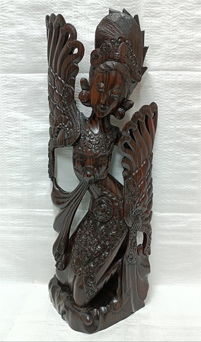 Amazon.co.jp: バリ島縞黒檀製木彫り女神舞踊彫刻置物高さ53cm極上品