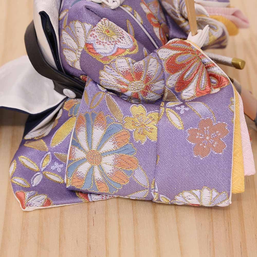 雛人形 宴桜 コンパクト 親王飾り 二曲屏風 金銀箔押し 桜散らしの屏風