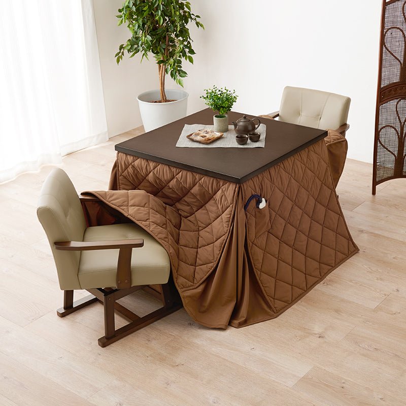 2人用ダイニングこたつ 高さ6段階調節可能 正方形 ハロゲンヒーター