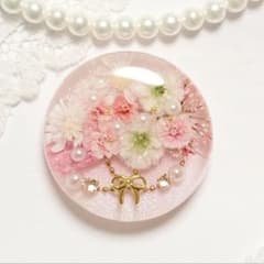 677可憐な♡レジンヘアゴム ピンクブーケ ゴールドチェーン＆リボン