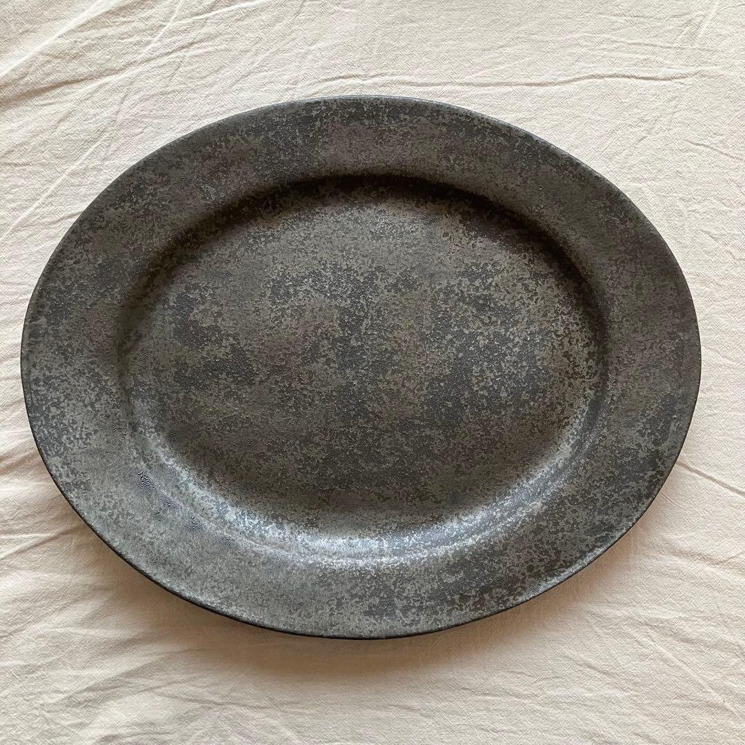 【新品未使用】安福由美子　錆オーバル皿②