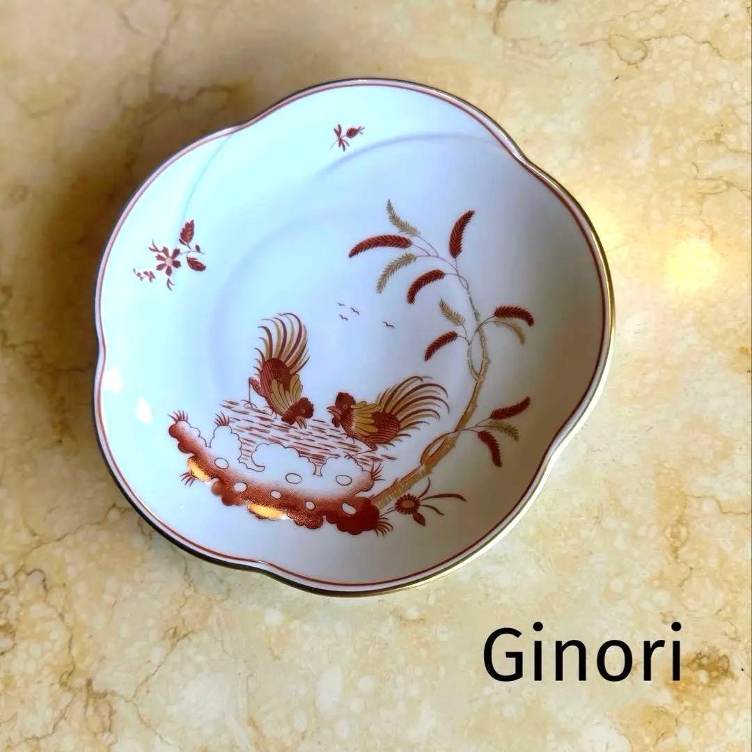 リチャード・ジノリ『レッドコック』皿プレート　花型　赤鶏　金彩 リチャード・ジノリ『レッドコック』皿プレート 花型 赤鶏 金彩 - メルカリ