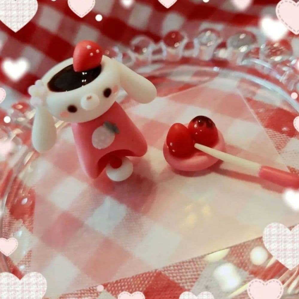 チョコフォンデュ♡苺♡うさぎ うさぎ×いちご×チョコホイップのヘアクリップ🍓🐰🎀 *॰ॱ୨୧