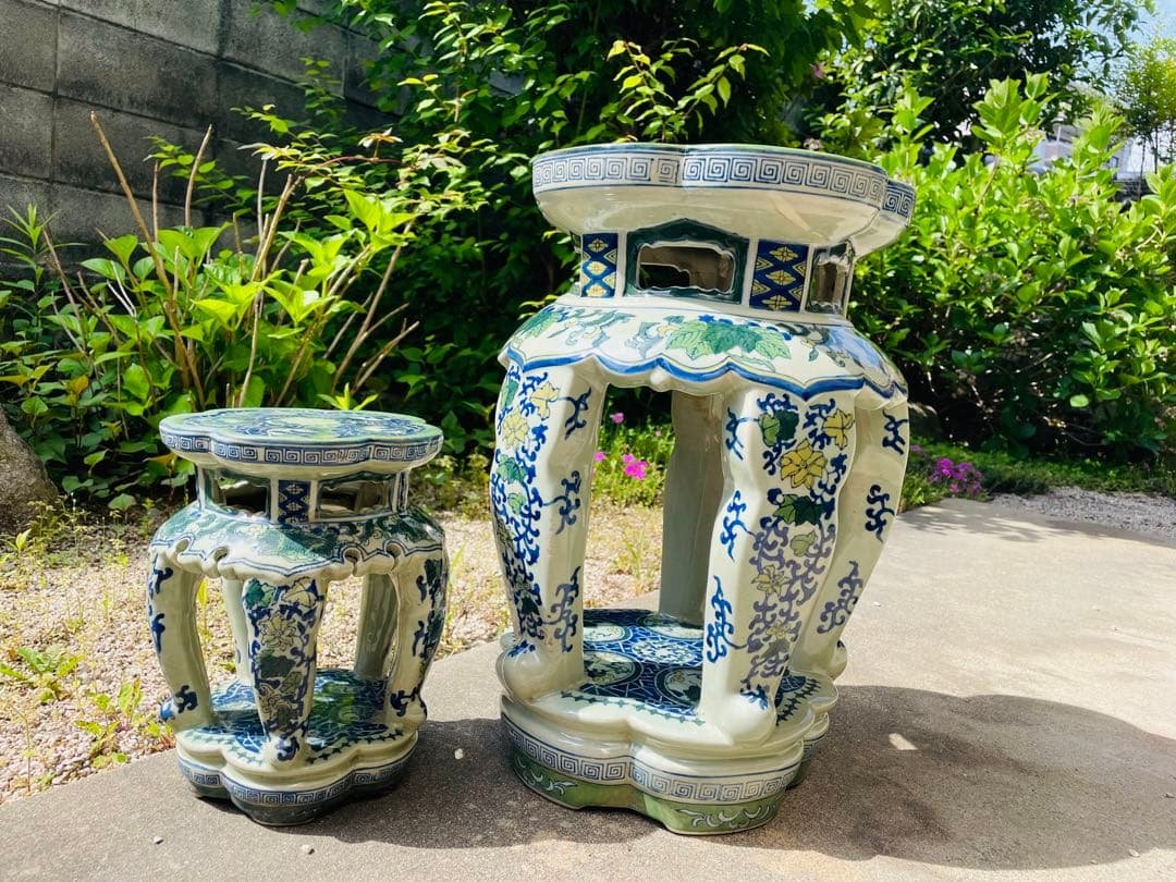 陶器/スツール/ガーデンチェア/椅子/花台/飾台/【大・小】2点セット 楽天市場】陶器 スツール チェア イス 椅子 屋外 室内 庭 玄関 テラス