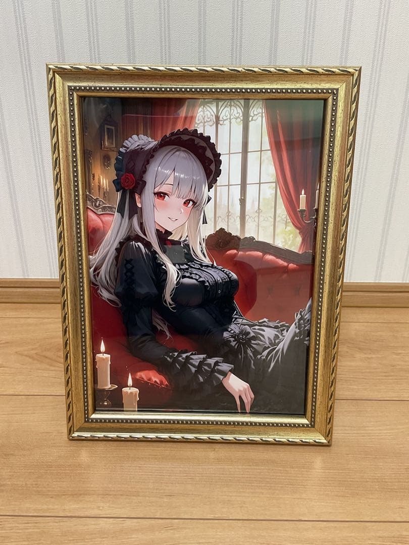 【1点もの】少女肖像画 額装入り オリジナルイラスト アート作品 優雅 美品 複製名画も高級額装でこんなに変わります！｜アートおおがき