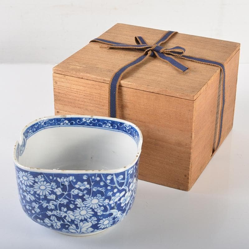 中国　青花　四君子文　四方鉢　時代箱付　M　R6432 平安泉山青花結晶木瓜式鉢(小) | 盆栽、盆栽書籍、盆栽鉢の通販│近代出版