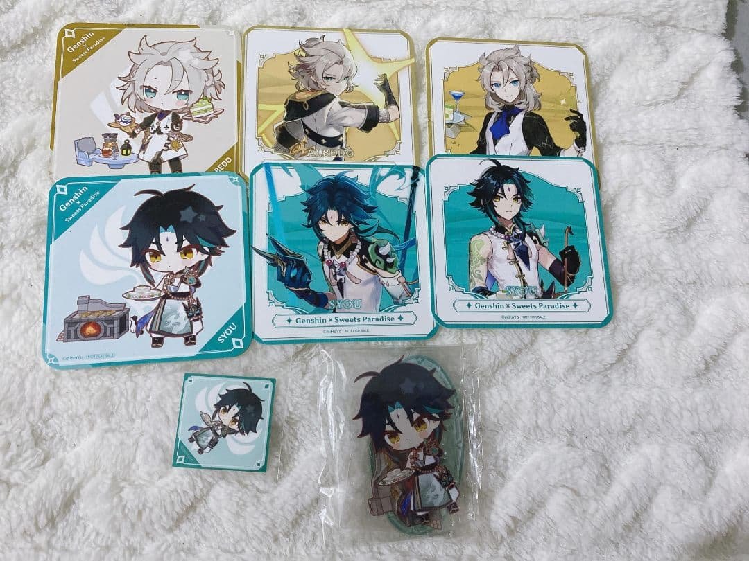 原神 スイパラ アルベド 魈 コースター タグ アクスタ まとめ売り 原神 魈（ショウ）コースター スイーツパラダイス 等身キャラ