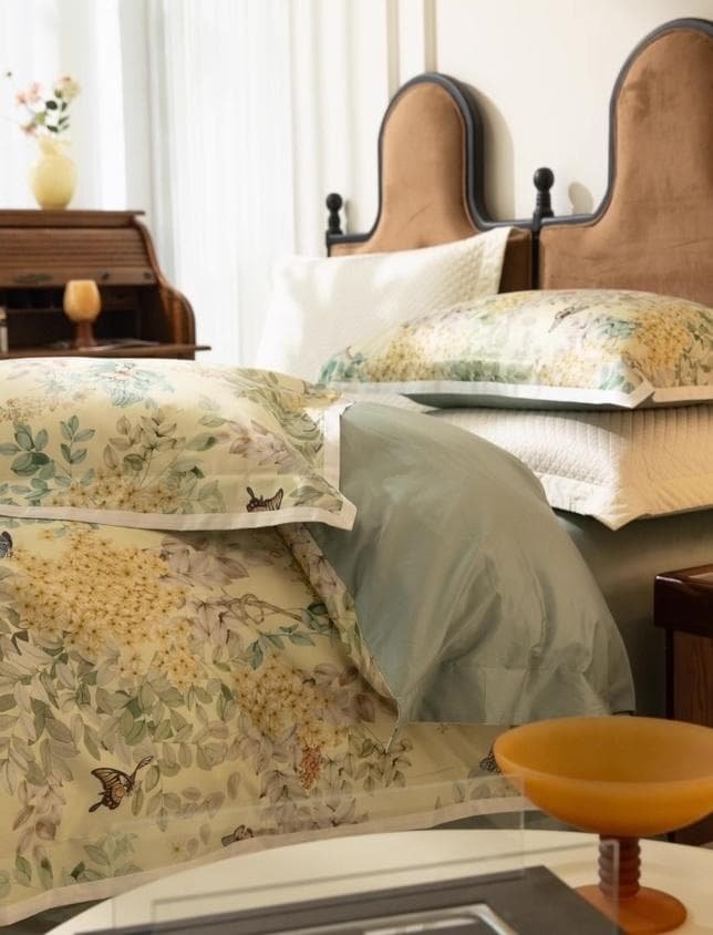 【オーダーメイド可】エジプト超長綿100% 850TC 花柄 蝶々 4点セット