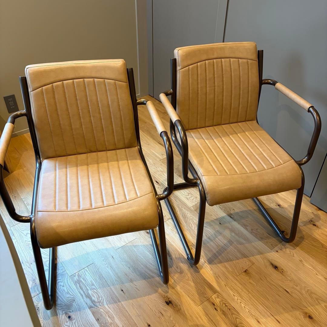 東谷　アームチェア　レザー　椅子　ダイニングチェア　2脚　セット　ベージュ 東谷 チェア 2脚セット ダイニングチェア おしゃれ 椅子 シンプル