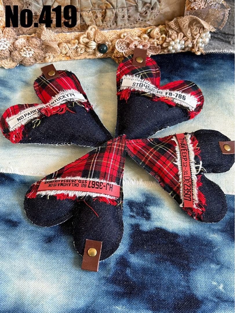 ぷっくりハートタグ♡赤チェック　No.419 UNDERCOVER フェイスタオル タータンチェック｜Hippopotamus-ヒポポタマス