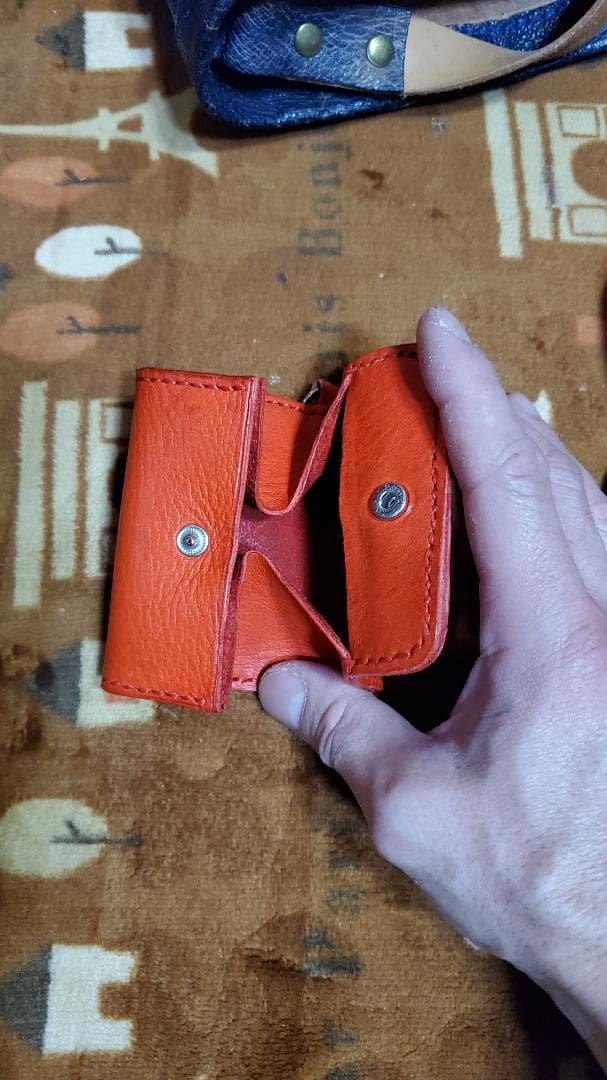 猪革 青染め レザー サコッシュ &ミニウォレット