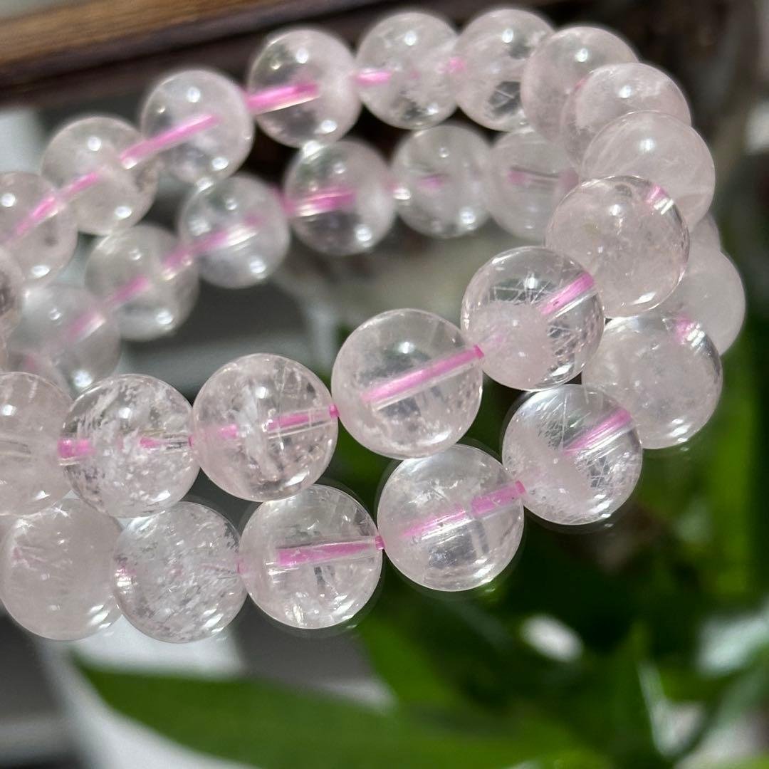 【激レア】【高品質】希少 スノー ガーデンクォーツ ブレスレット 透明度高 1点物】雪景色のような世界☆天然石ブレスレット/スノーガーデン