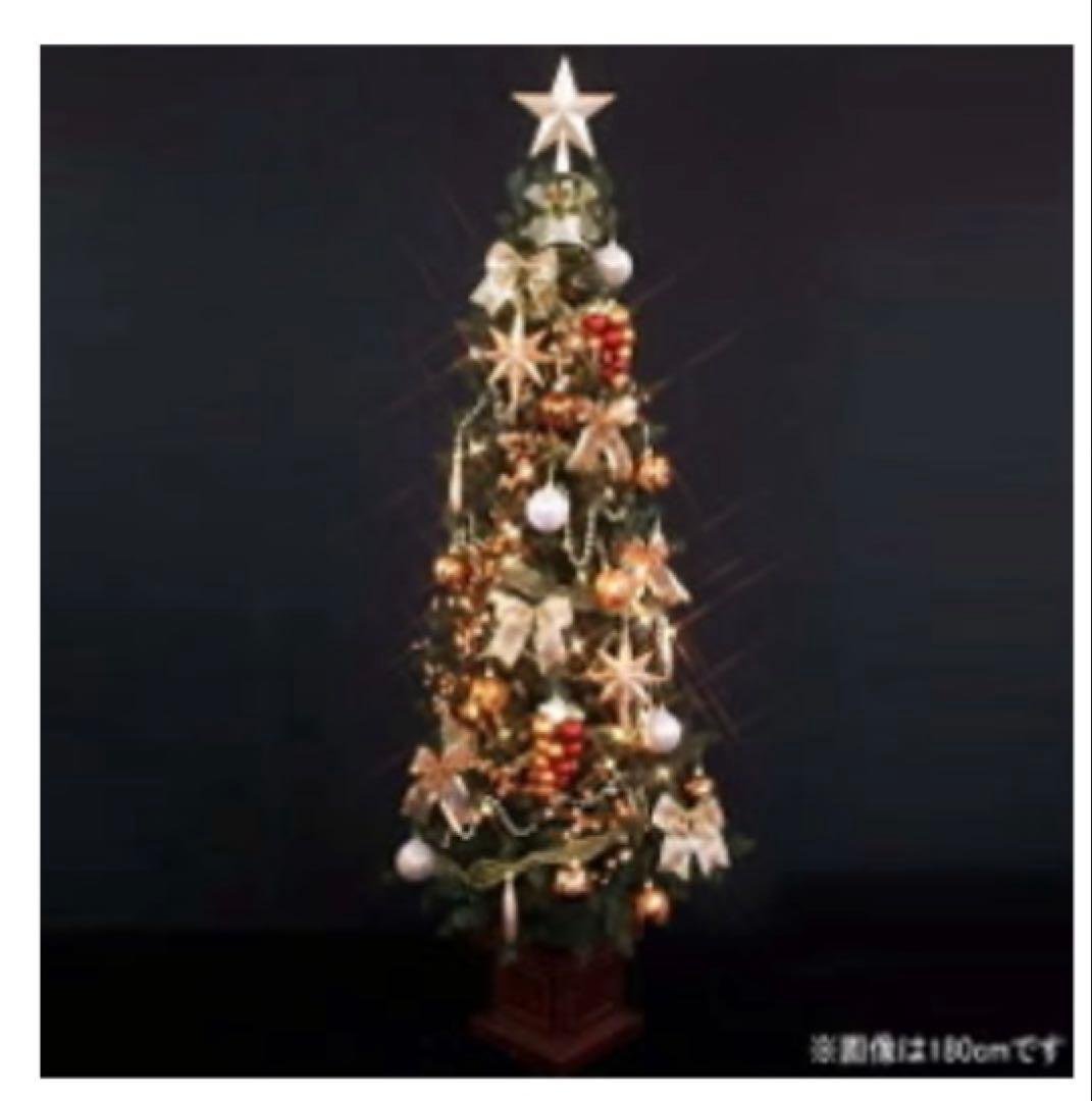 180cm ゴールド コパー　スリム　クリスマスツリー　オーナメントライト付き 楽天市場】ポットライトクリスマスツリー コパーゴールド 高さ150×幅