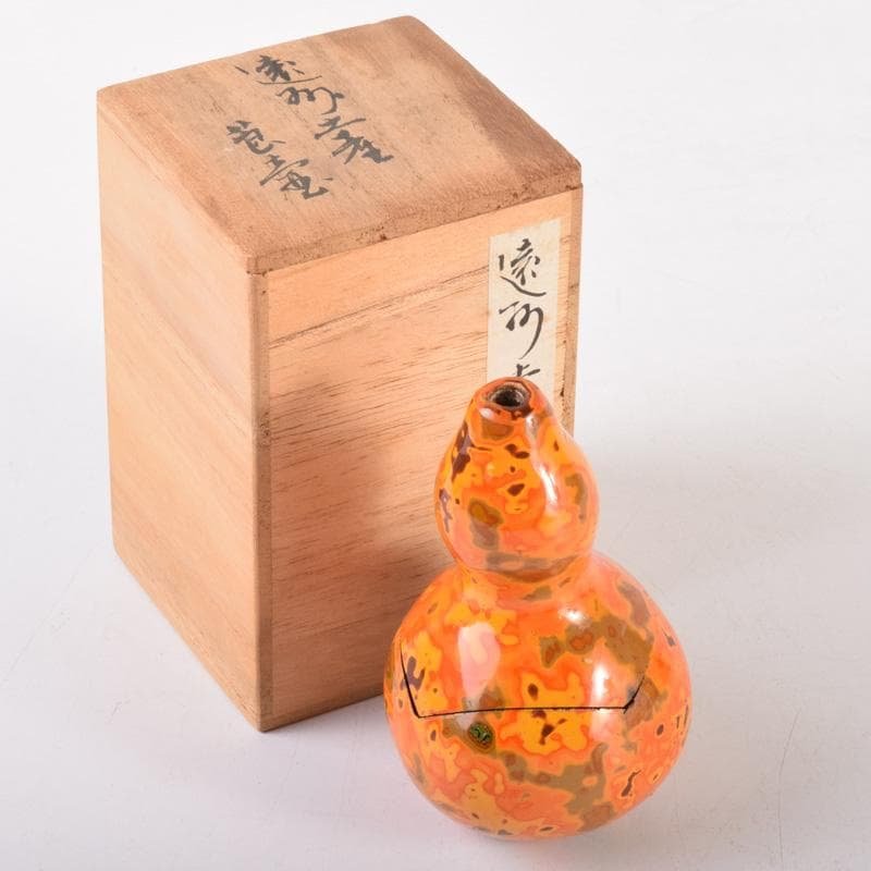 喫煙具　若狭塗　金虫喰塗　莨壷　煙草入　共箱　V　7189 喫煙具 若狭塗 金虫喰塗 莨壷 煙草入 共箱 V 7189