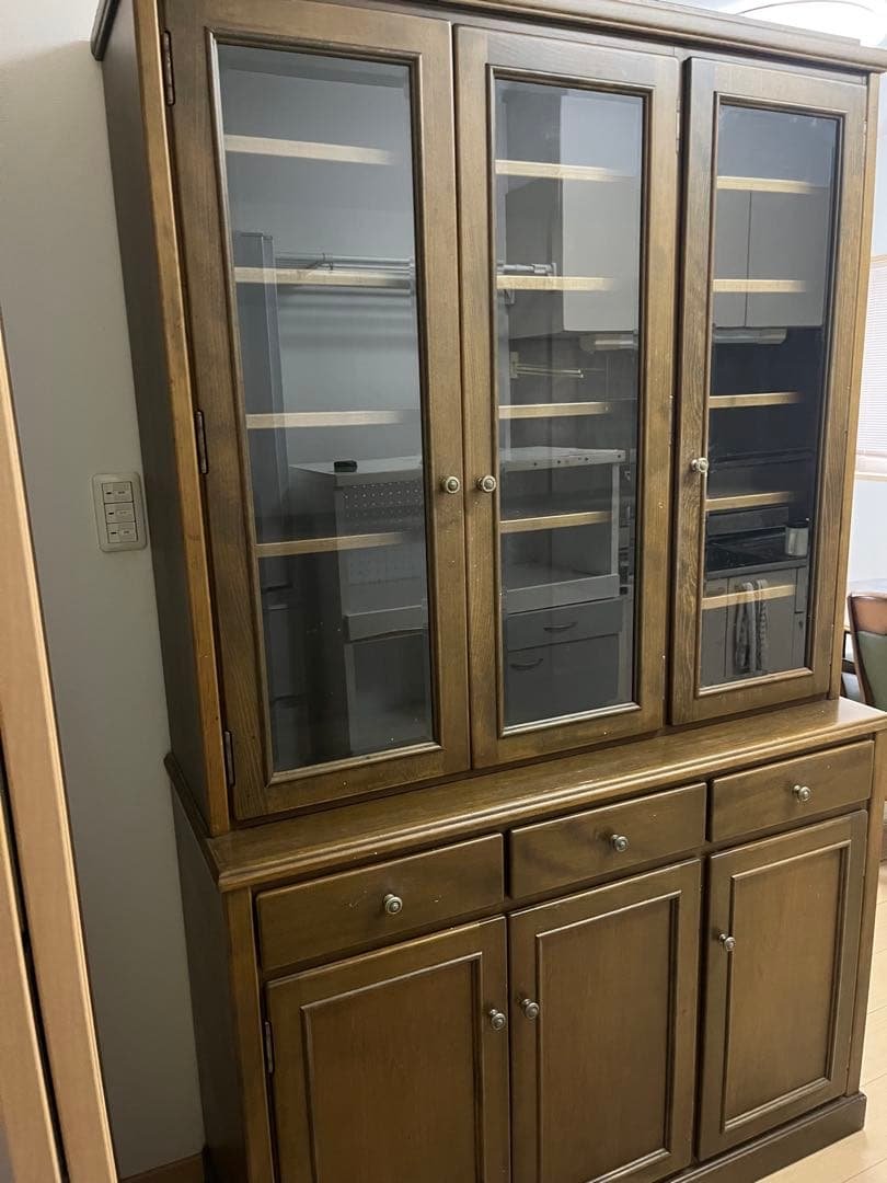 木製食器棚 ガラス扉付き ブラウン 楽天市場】書棚 ガラス扉 スリム 幅90cm 高さ120cm 木製 本棚 扉付 大