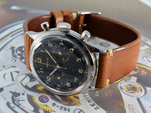 ゼニス ZENITH 2レジスタークロノグラフ ブラックアラビアミラー