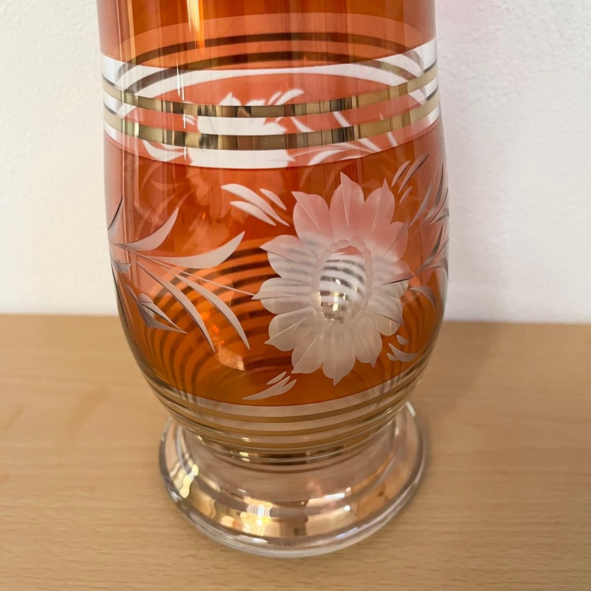 未使用 BOHEMIA GLASS ボヘミアグラス チェコスロバキア ガラス花瓶 花