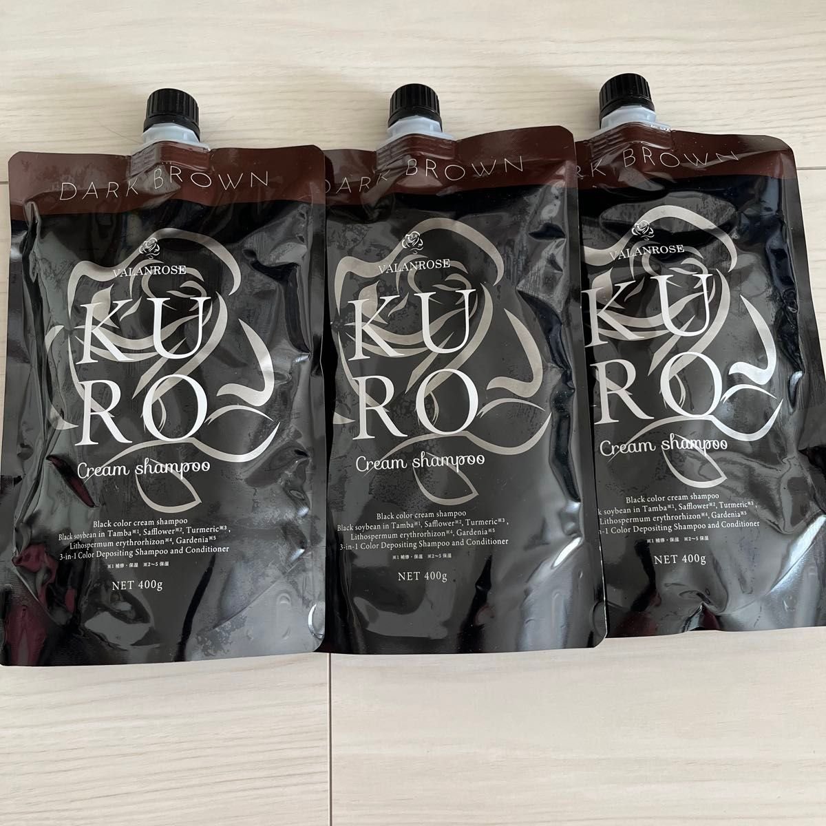 VALANROSE KURO クリームシャンプー ダークブラウン 400g 3個セット