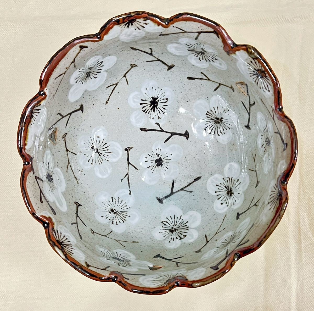 明治期 京都陶器會社作 白磁 細工彫り『花文』透かし彫 鉢 深鉢 飾り鉢