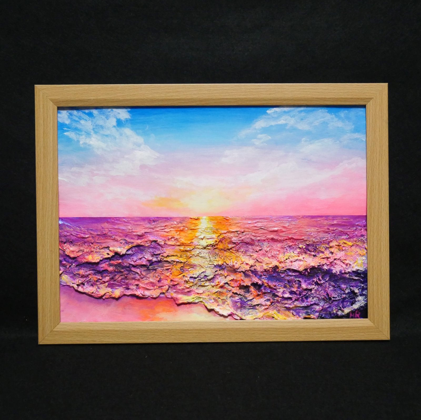 油絵 油彩 油彩画 絵 絵画 【ピンクの夕焼け】 | HIROSHI1990