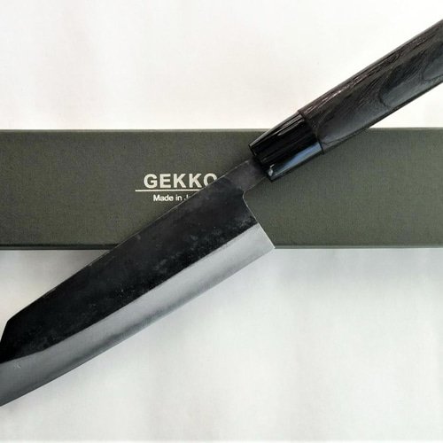 月光作 青紙2号 黒打 切付包丁 180㎜ #1463 焼栗柄 包丁・ナイフ