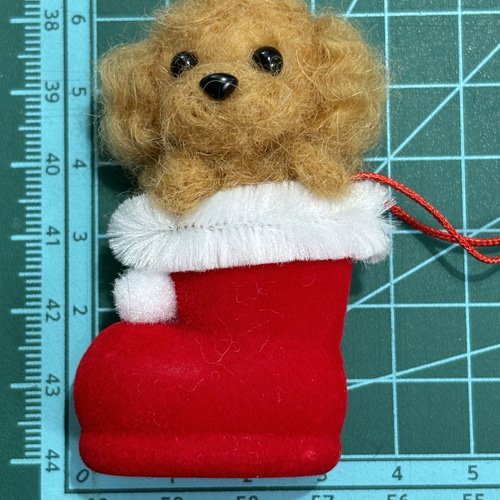 おとママ羊毛フェルト レッドトイプードル クリスマス ブーツ