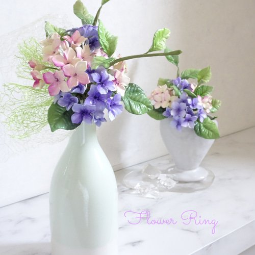 パン粘土/パンフラワー】上品爽やか 紫陽花のパンフラワー