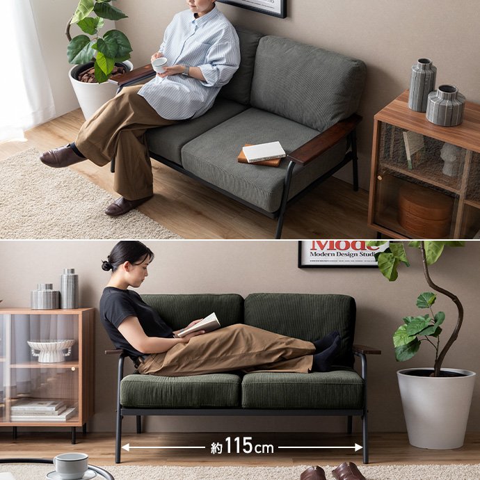 g118006]【幅135cm】Basquiat 2人掛けコーデュロイソファ 2人掛け