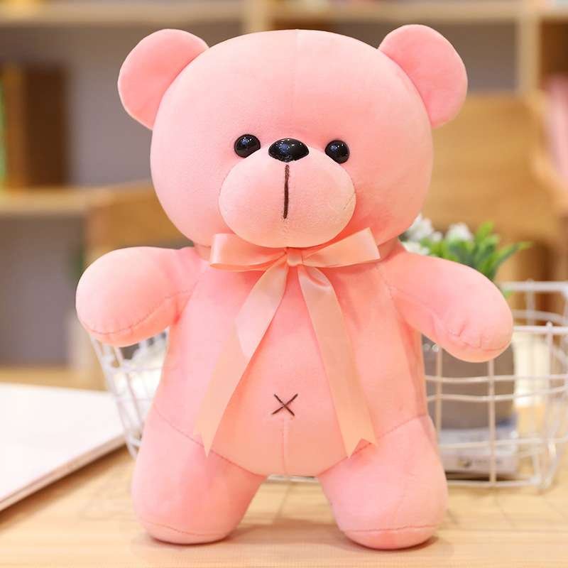 くまぬいぐるみ ふわもこリボンのくまさん抱き人形 くま カラフル(中